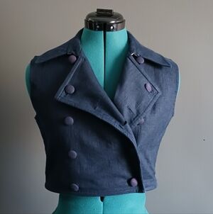 NWT Abigail Lorick Navy Linen Vest